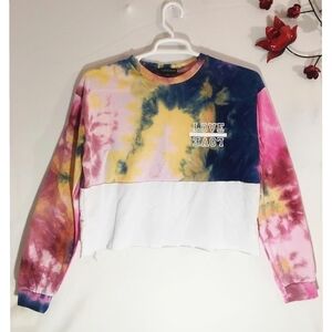 Riley & James‎ Tie Dye Cropped Graphic Swea…